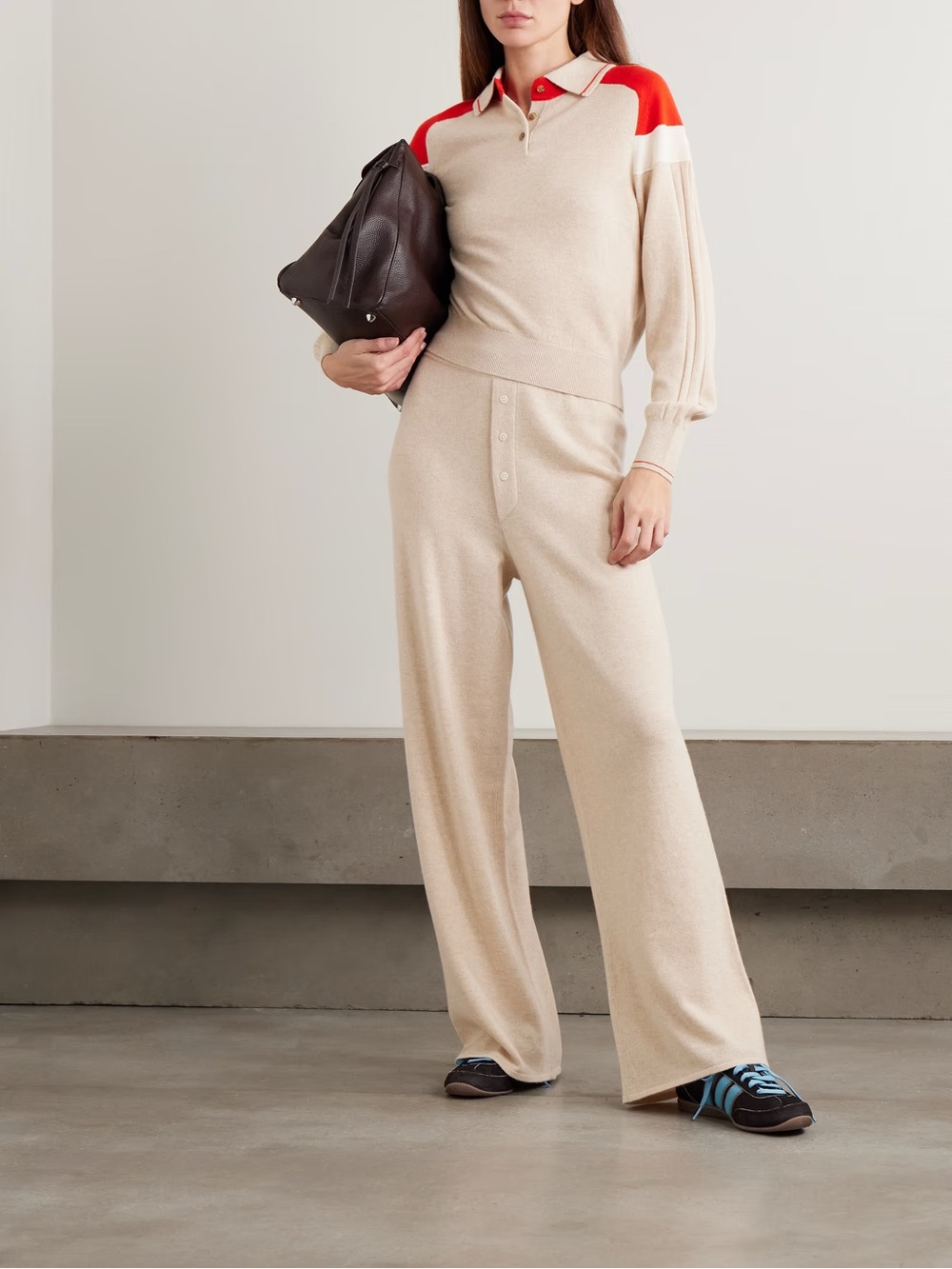 Guest In Residence Every Day Wide Leg Cashmere Brown Pants Size XS Loungewear